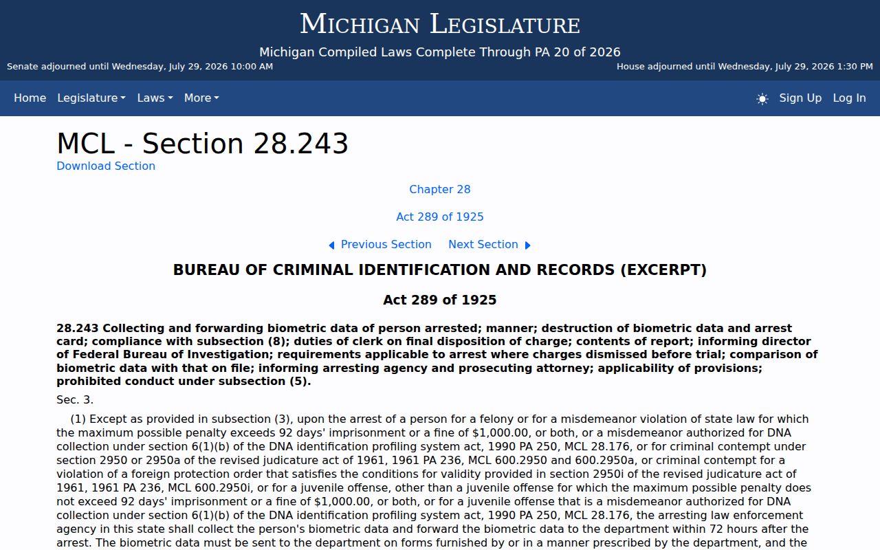 Michigan arrest reporting law linked to Arenac County arrest history