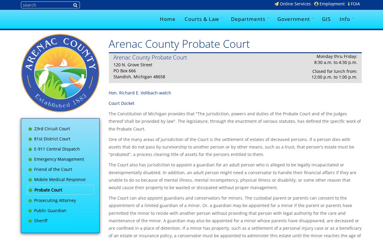 Arenac County court access information for restricted juvenile case records