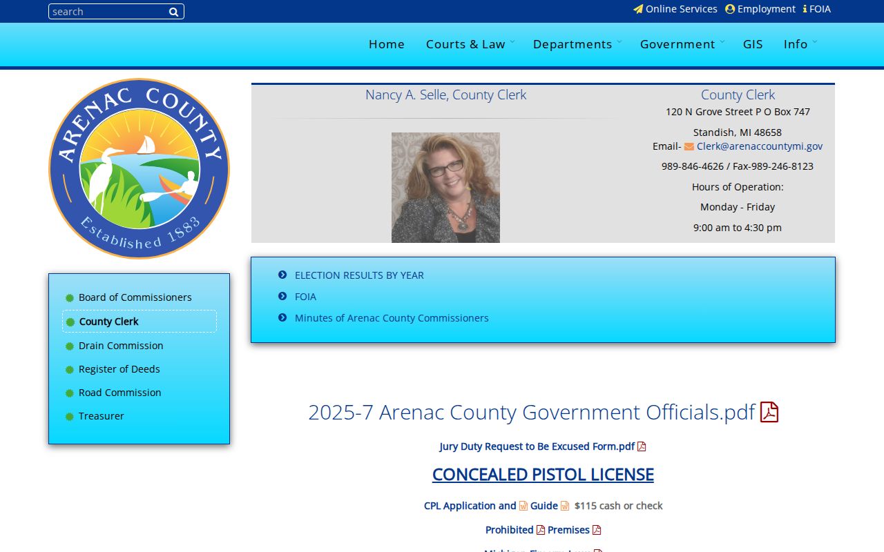 Arenac County Clerk counter for criminal court case records