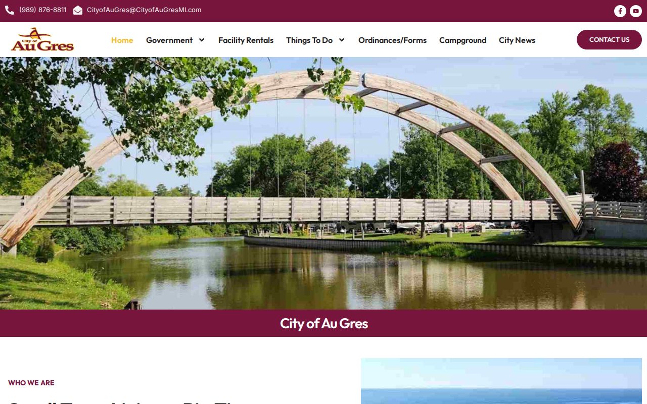 Official City of Au Gres website used to route local criminal record inquiries