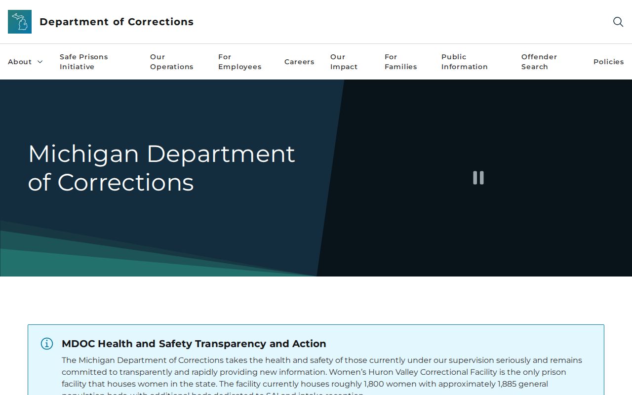 Michigan Department of Corrections source for state custody after an Au Gres case