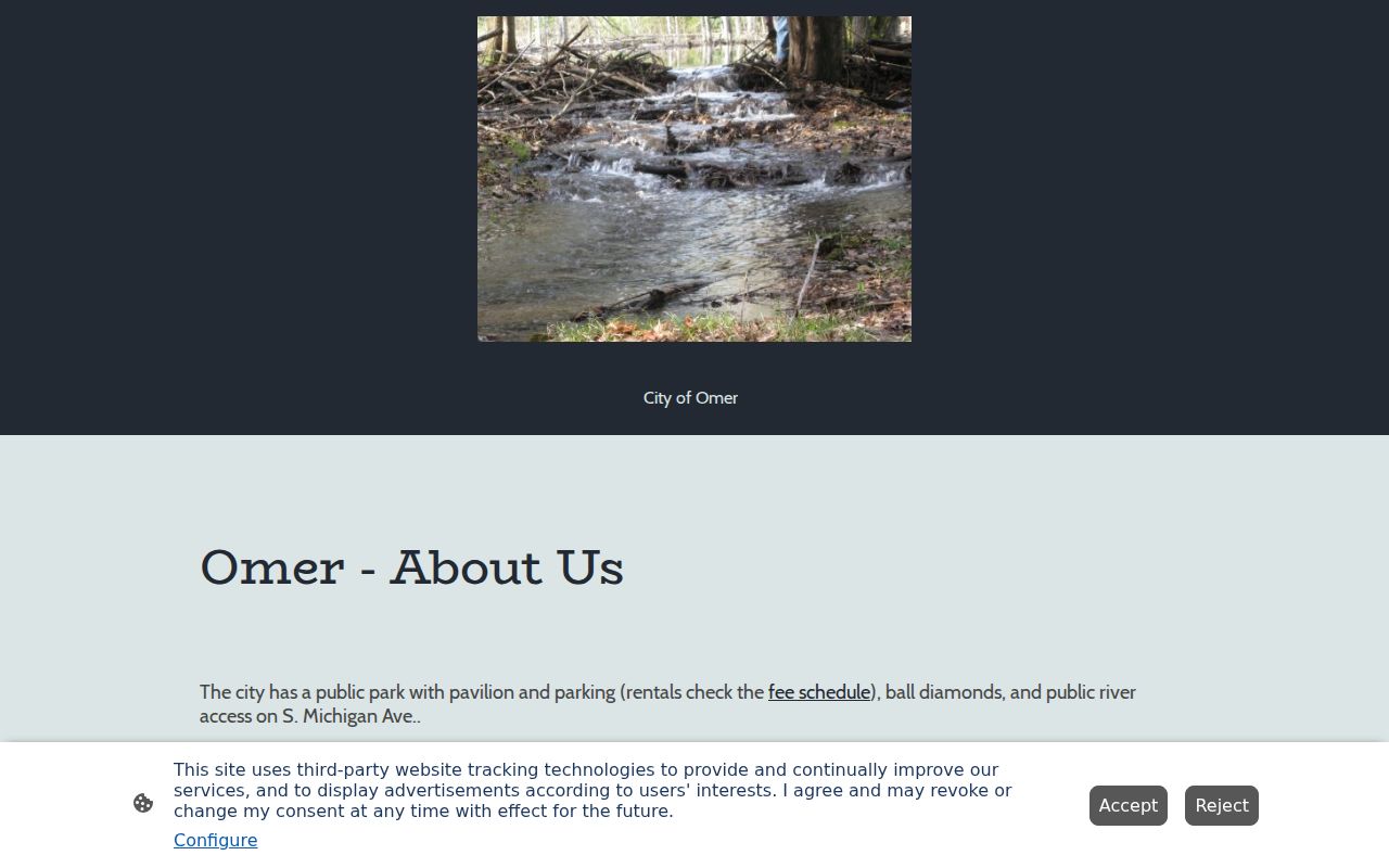 Omer city inquiry form with required name and message fields